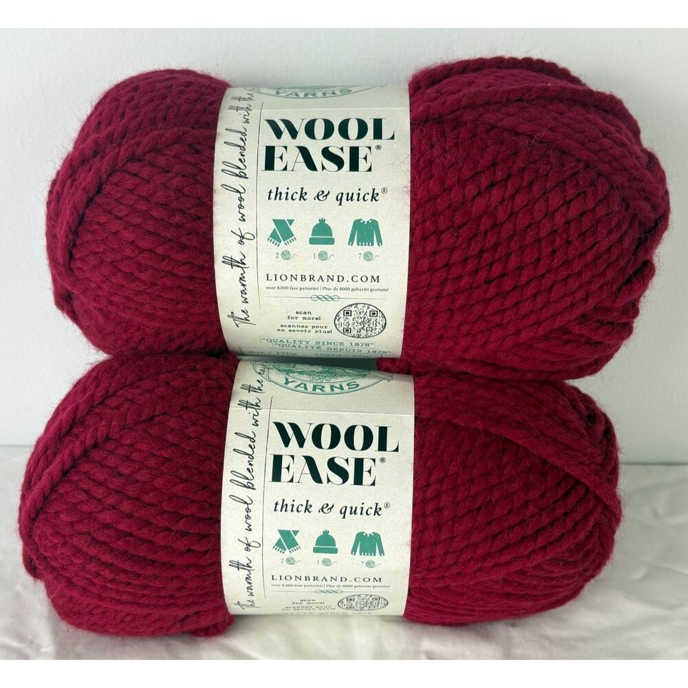 Lion Brand Wool-Ease Thick & Quick Yarn Cranberry 138 Lot of 2 Same Dye Lot
